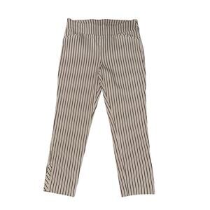 Chico's Brown Striped Pull-On Pants Straight Ankle Casual Comfy Travel SZ 1.5 10